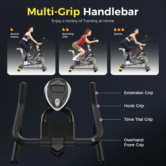 Indoor Exercise Bike - Magnetic Resistance Stationary Bike with LCD Monitor, 350 lbs Capacity