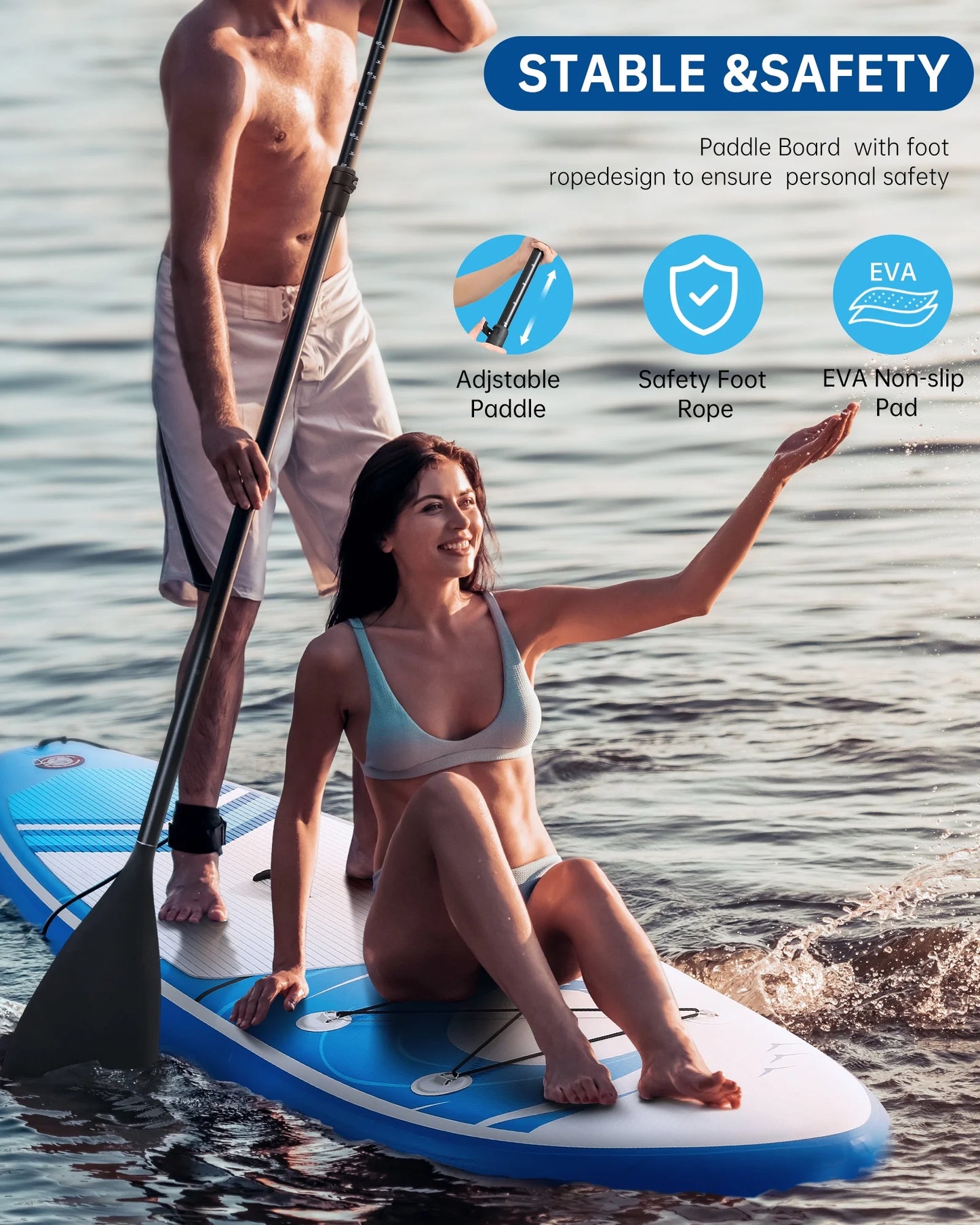 Inflatable Paddle Board Stand up Paddle Board 6 in Thick with Sup Accessories and Carry Bag and Fast Pumping for Adults and Youth