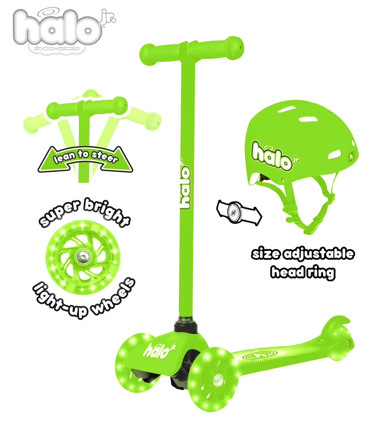 Jr 3 Wheel Scooter & Helmet Pink Super-Bright Light up Wheels 3+ Unisex