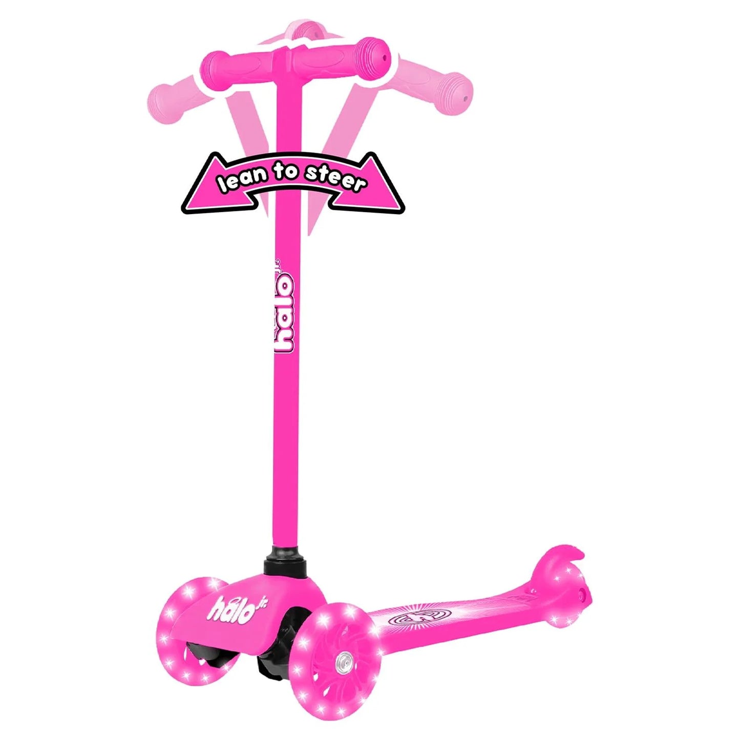 Jr 3 Wheel Scooter & Helmet Pink Super-Bright Light up Wheels 3+ Unisex