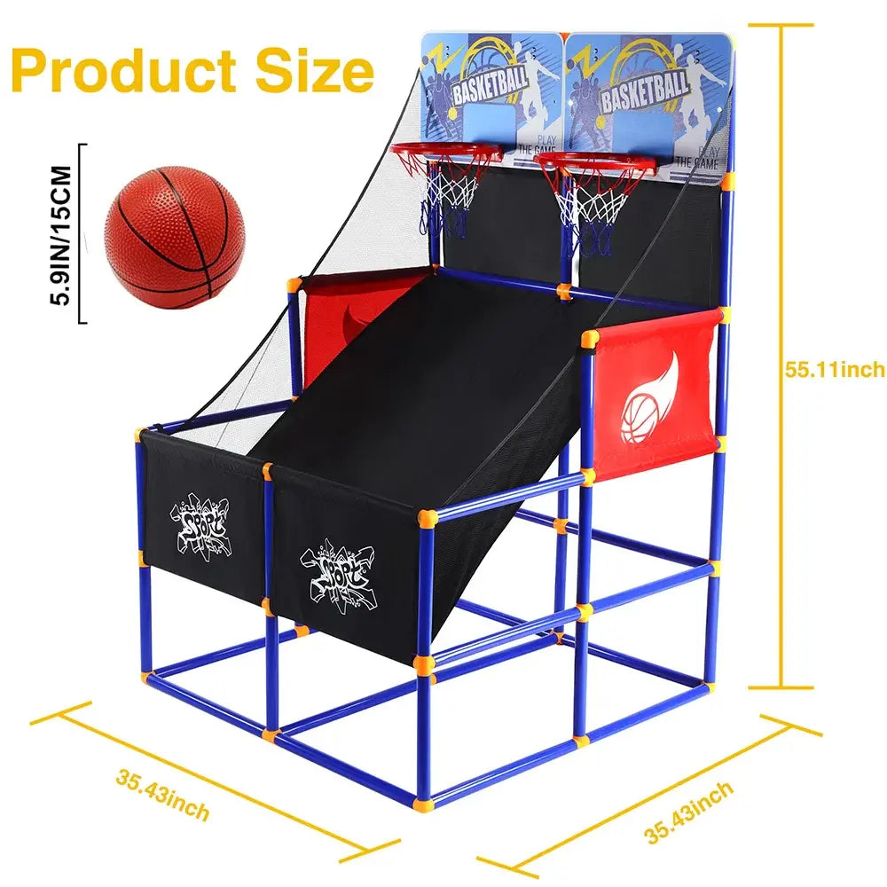 Kids Basketball Hoop Arcade Game with 6 Balls & Pump – Ages 3-6