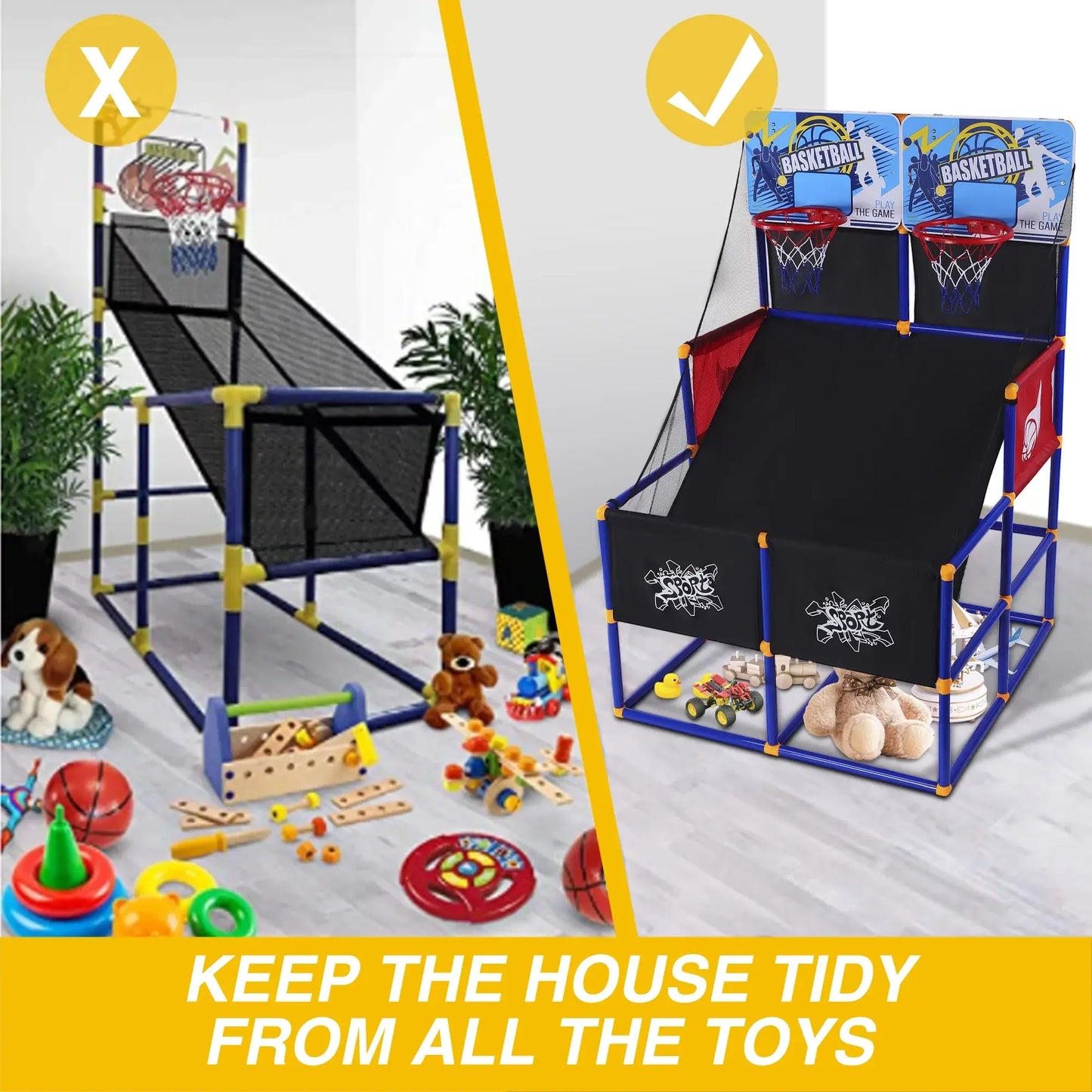 Kids Basketball Hoop Arcade Game with 6 Balls & Pump – Ages 3-6