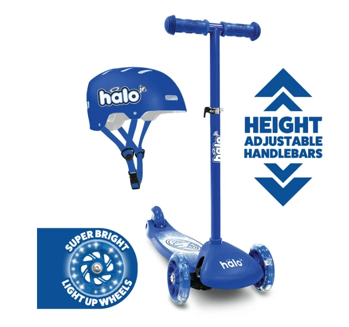Kids 3-Wheel Scooter with Helmet - Light-Up Wheels