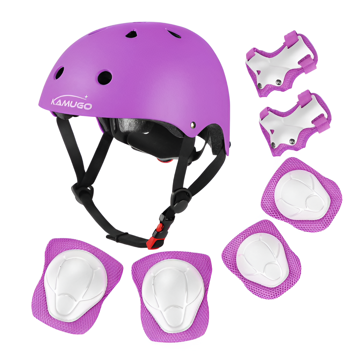 Kids Bike Helmet Set - 7-Piece Protective Gear with Knee Pads & Elbow Pads 
