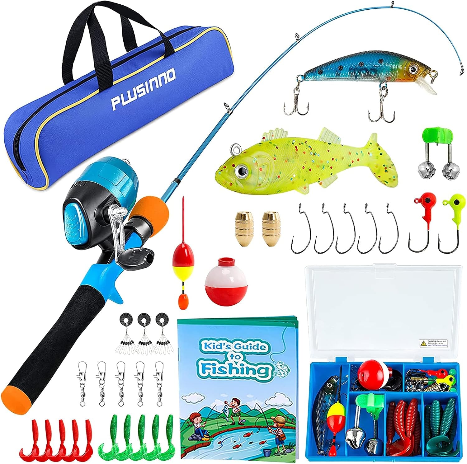 Kids Fishing Pole - Kids Fishing Rod Reel Combo Starter Kit - with Tackle Box, Practice Plug, Beginner'S Guide and Travel Bag for Boys, Girls and Youth