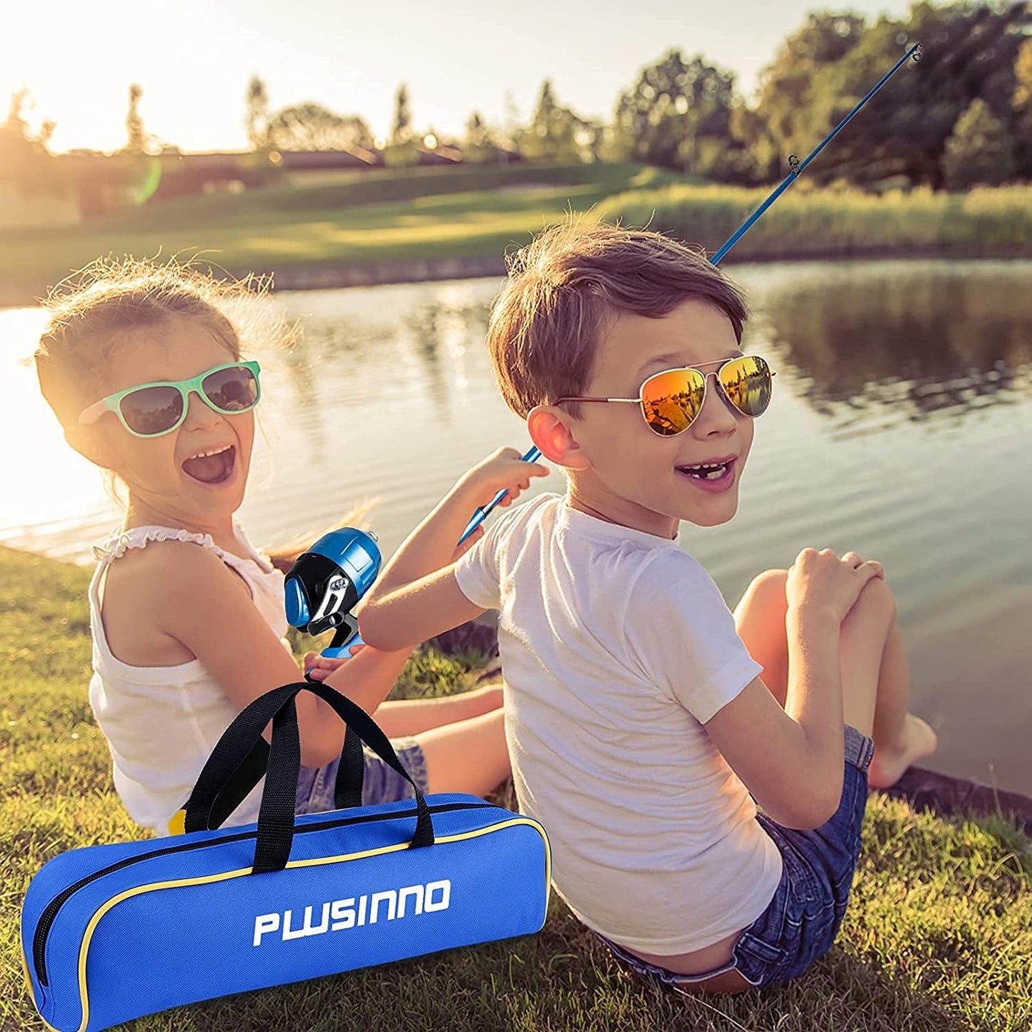 Kids Fishing Pole - Kids Fishing Rod Reel Combo Starter Kit - with Tackle Box, Practice Plug, Beginner'S Guide and Travel Bag for Boys, Girls and Youth