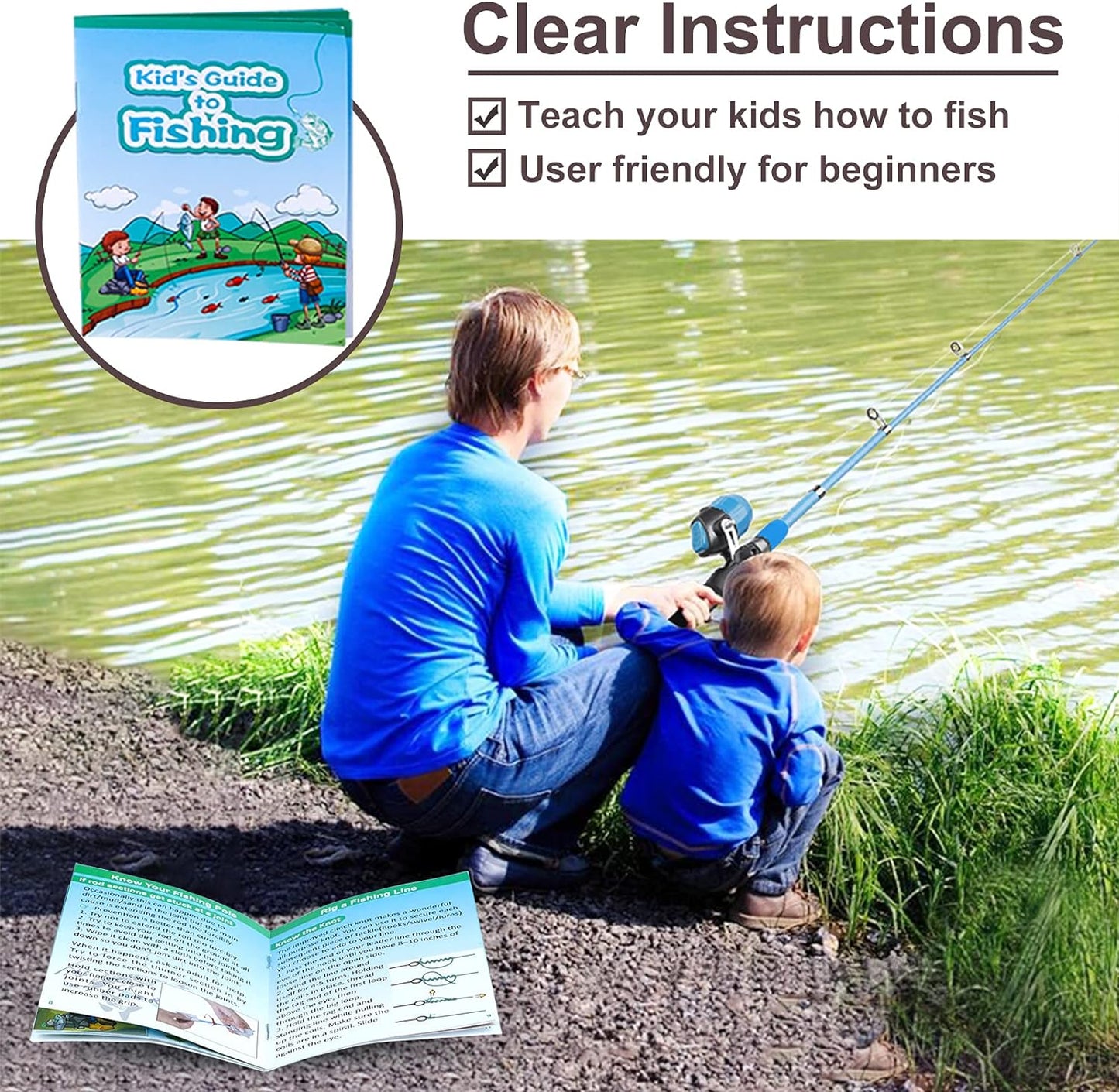 Kids Fishing Pole - Kids Fishing Rod Reel Combo Starter Kit - with Tackle Box, Practice Plug, Beginner'S Guide and Travel Bag for Boys, Girls and Youth