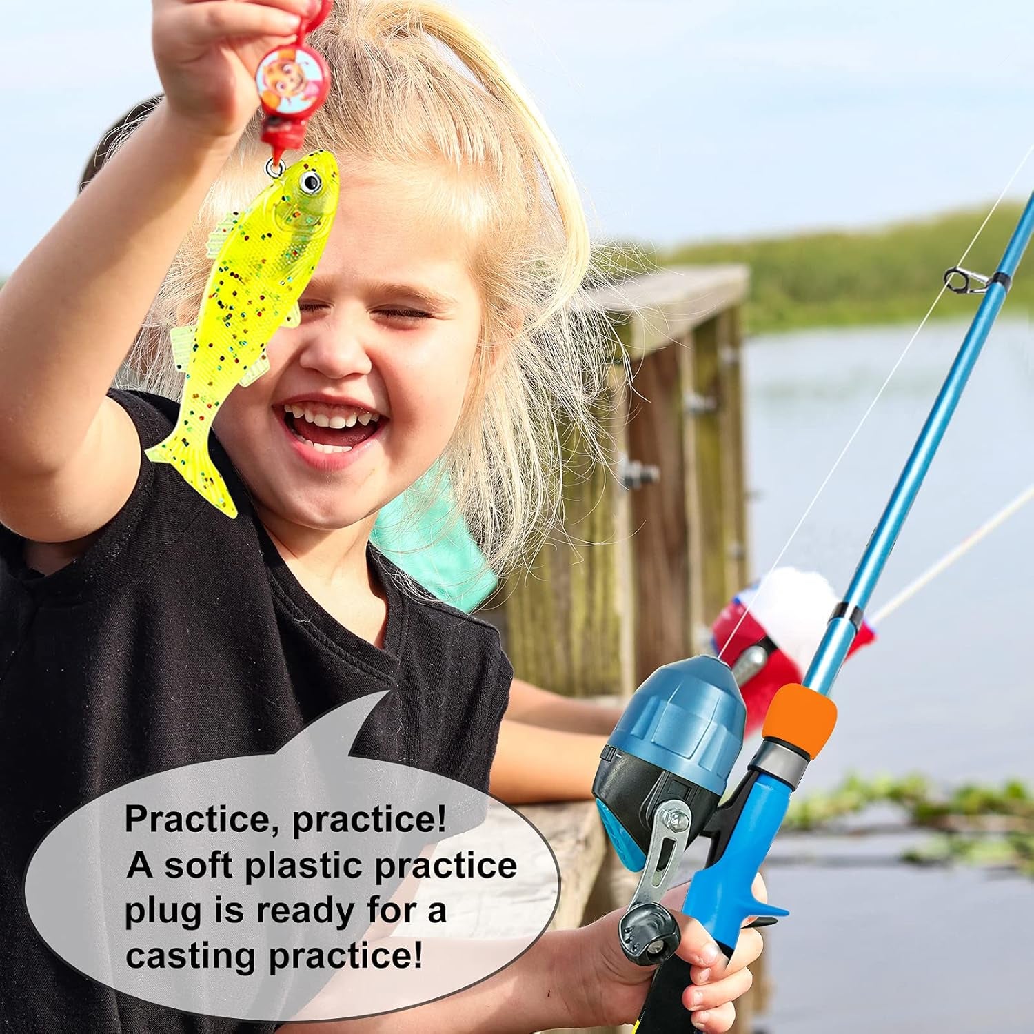 Kids Fishing Pole - Kids Fishing Rod Reel Combo Starter Kit - with Tackle Box, Practice Plug, Beginner'S Guide and Travel Bag for Boys, Girls and Youth