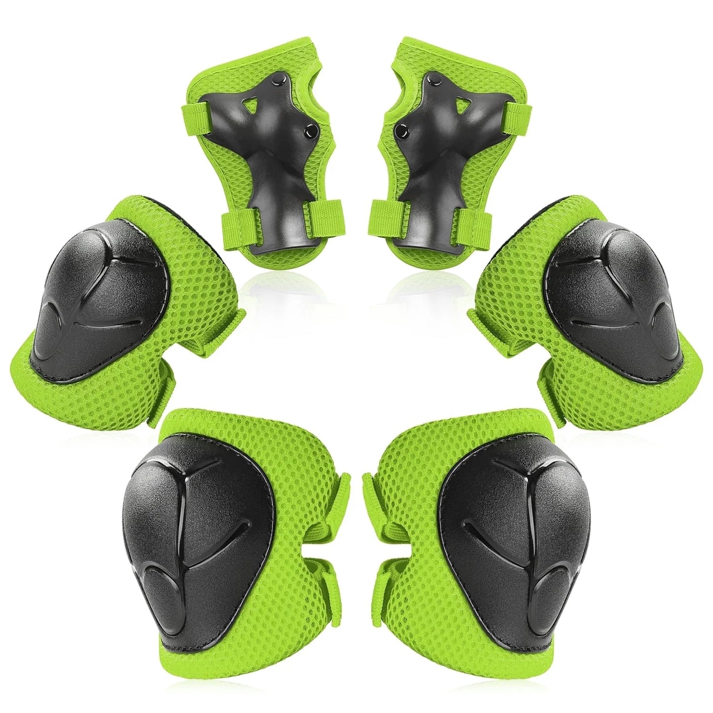 Kids Protective Gear Set, Knee Pads for Kids 2-8 Years Toddler, Knee and Elbow Pads with Wrist Guards for Skating Cycling Bike, Green