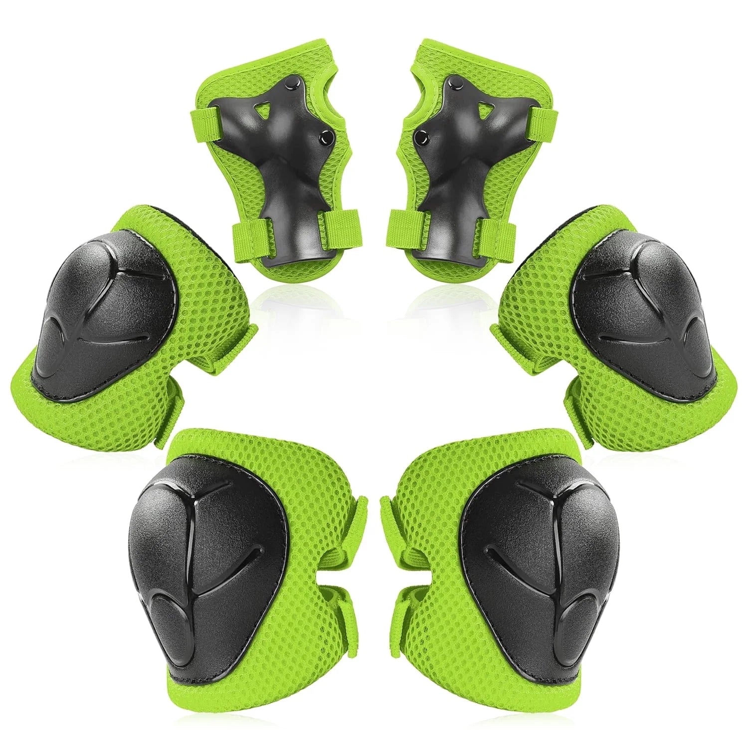 Kids Protective Gear Set, Knee Pads for Kids 2-8 Years Toddler, Knee and Elbow Pads with Wrist Guards for Skating Cycling Bike, Green