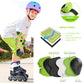 Kids Protective Gear Set, Knee Pads for Kids 2-8 Years Toddler, Knee and Elbow Pads with Wrist Guards for Skating Cycling Bike, Green