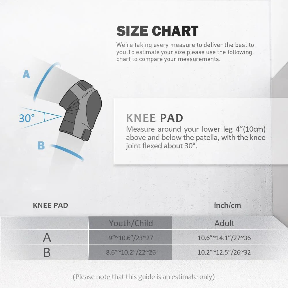 Knee Pads Elbow Pads and Wrist Guards 6 Pieces Cycling Skateboarding Protective Gear Set for Adults （Black）