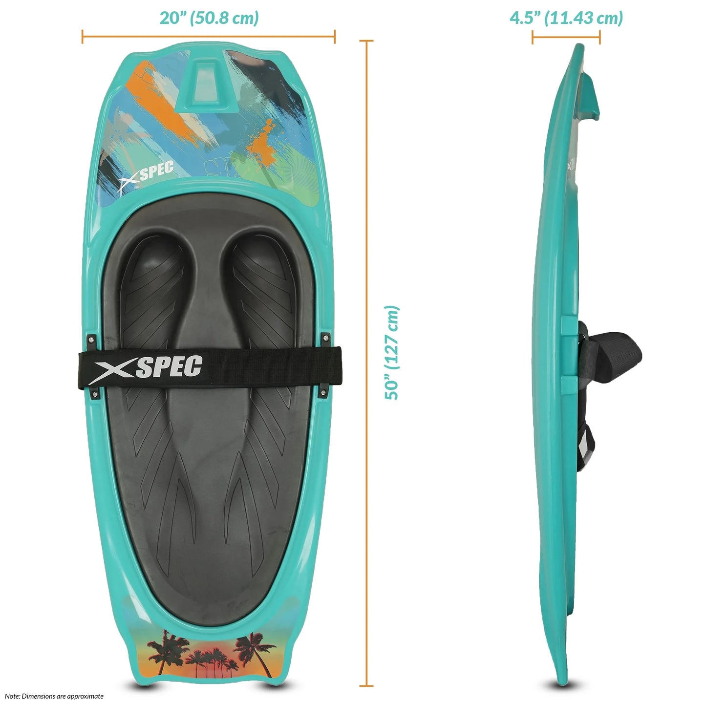 Kneeboard with Hook for Knee Surfing Boating Waterboarding, Aqua