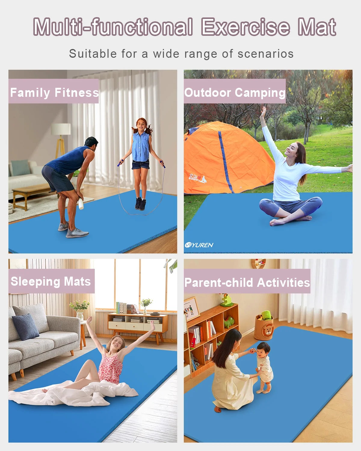 Large Yoga Mat 78X51" 10Mm Thick NBR Foam Exercise Mats for Home/Gym Fitness Workout, Blue