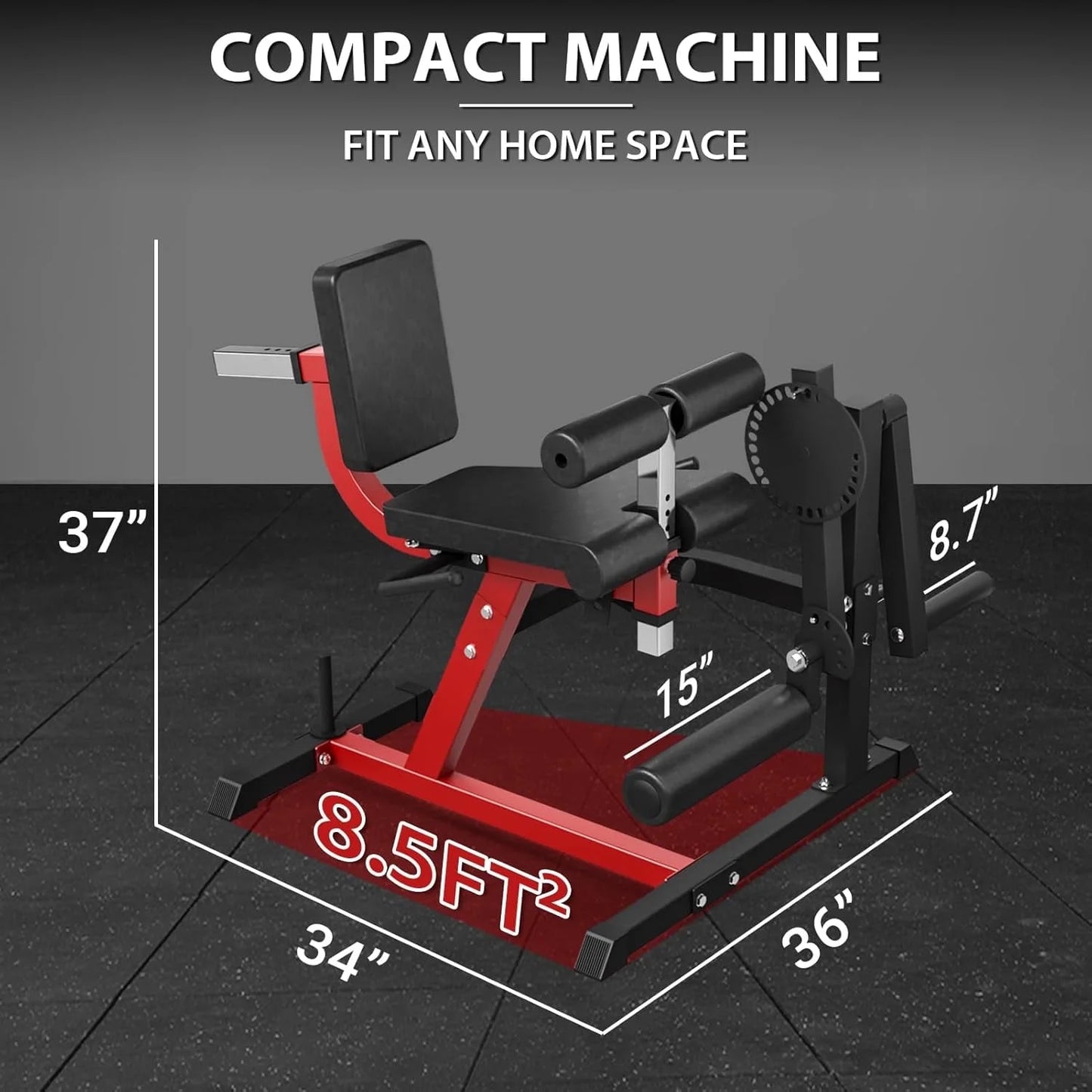 Leg Extension and Curl Machine, Leg Training Bench with 50LBS Weight Plates, Adjustable Leg Machine with Storage Places for Home Gym