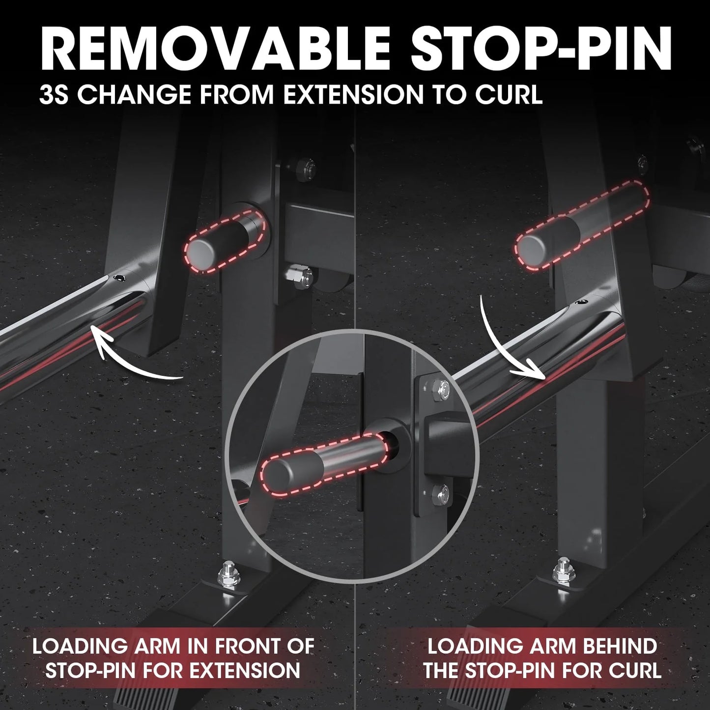 Leg Extension and Curl Machine, Leg Training Bench with 50LBS Weight Plates, Adjustable Leg Machine with Storage Places for Home Gym
