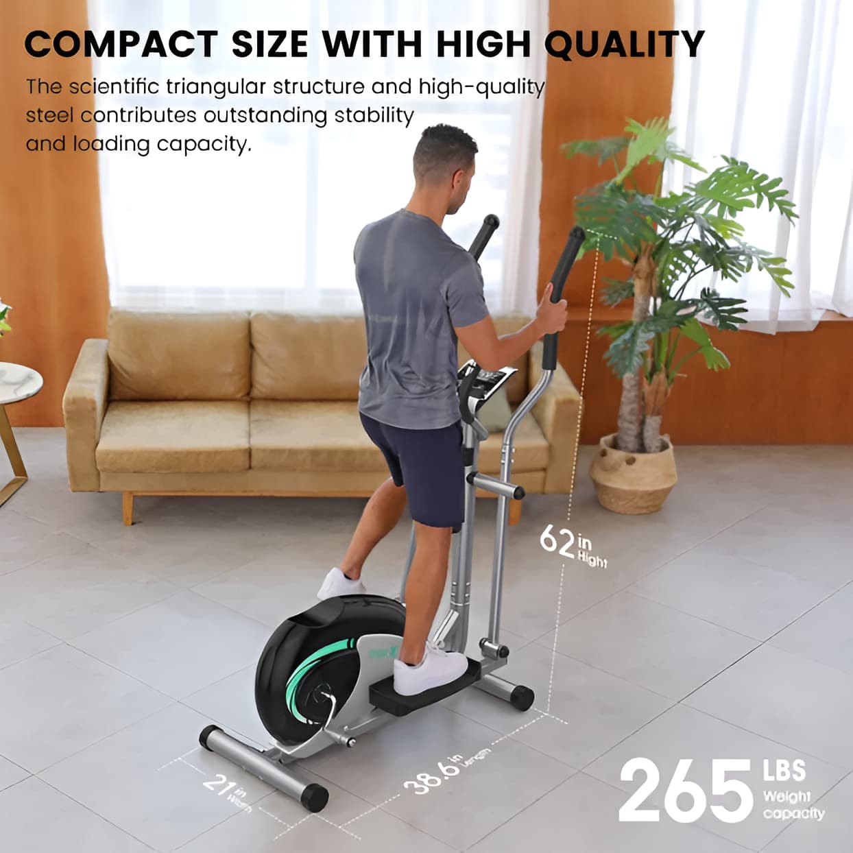 Magnetic Elliptical Machine - 16-Level Resistance, 265 lbs Capacity