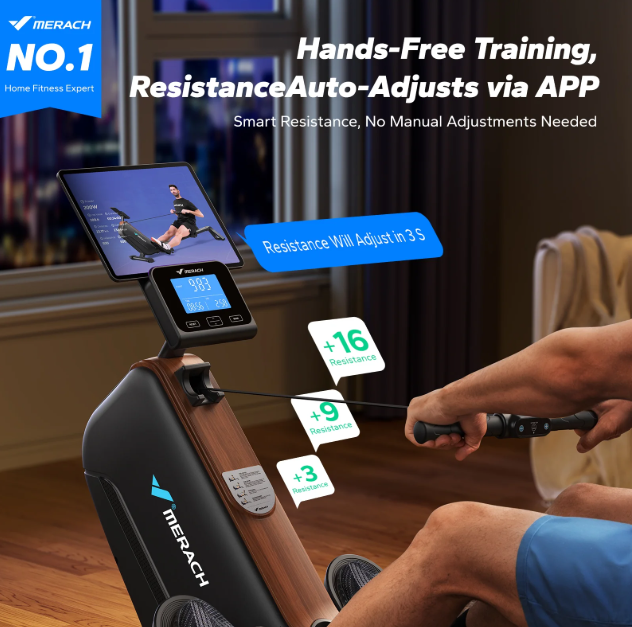 Magnetic Row Machine with 51.2" Extended Rail, 16-Level Powerful Magnetic Rower and 350 LBS Weight Capacity