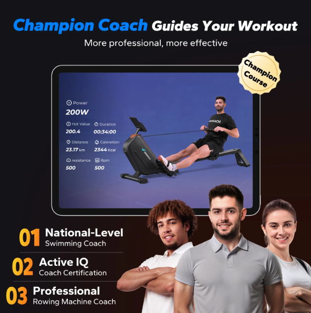 Magnetic Row Machine with 51.2" Extended Rail, 16-Level Powerful Magnetic Rower and 350 LBS Weight Capacity