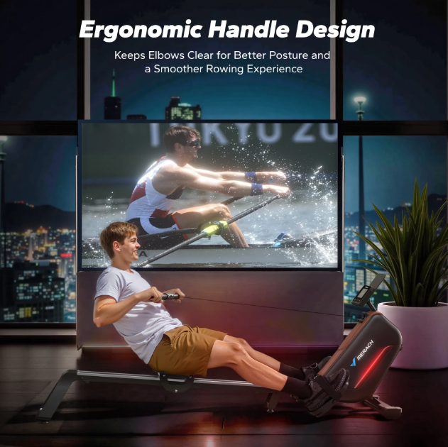 Magnetic Row Machine with 51.2" Extended Rail, 16-Level Powerful Magnetic Rower and 350 LBS Weight Capacity