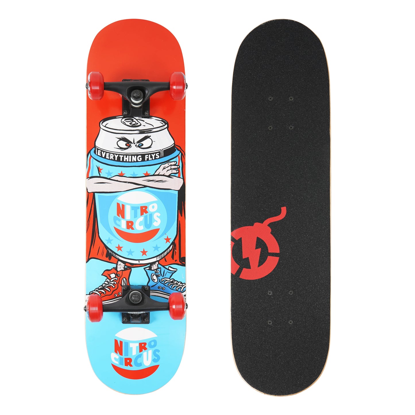 Complete Skateboard, 31 In. X 7.75 In. 9 Ply Maple, Red, 53 Mm, 90A PU Hand Casted Wheels