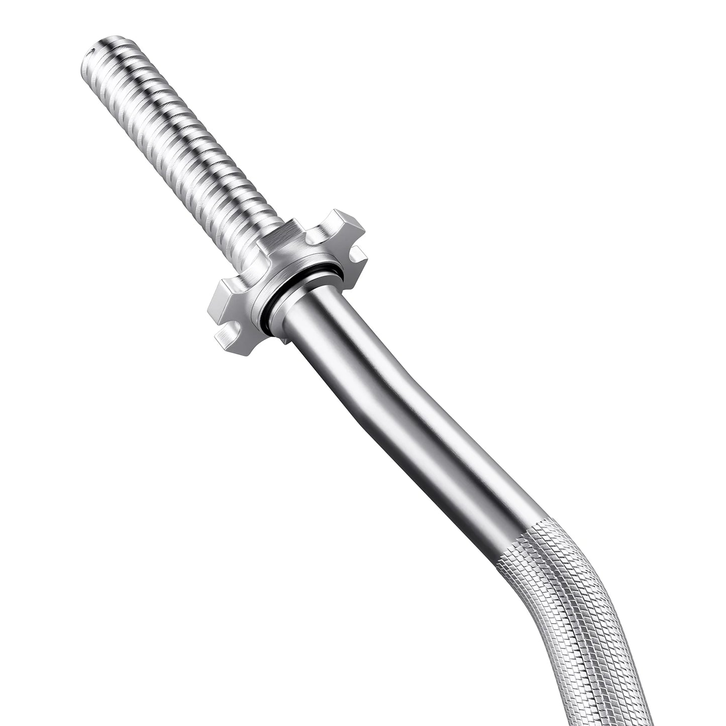 Olympic 47" Curl Bar, Barbell Standard Weight Lifting Bar Threaded Non-Slip, 440-Pound Capacity, Silver