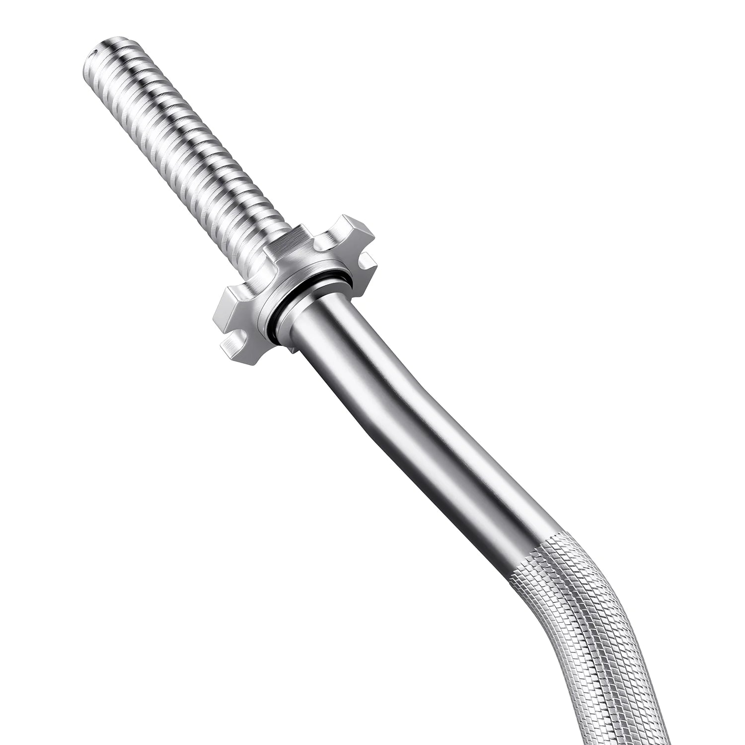 Olympic 47" Curl Bar, Barbell Standard Weight Lifting Bar Threaded Non-Slip, 440-Pound Capacity, Silver