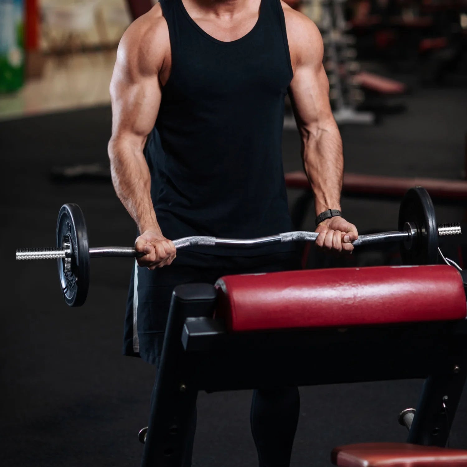 Olympic 47" Curl Bar, Barbell Standard Weight Lifting Bar Threaded Non-Slip, 440-Pound Capacity, Silver