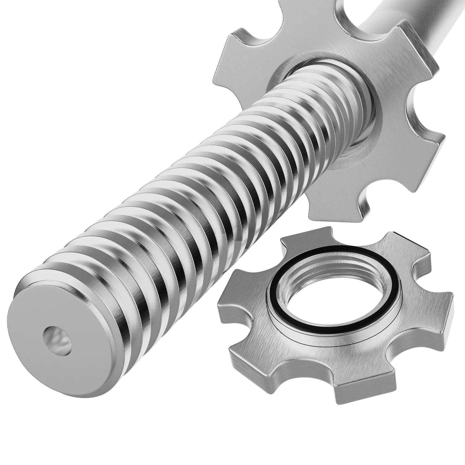 Olympic 47" Curl Bar, Barbell Standard Weight Lifting Bar Threaded Non-Slip, 440-Pound Capacity, Silver