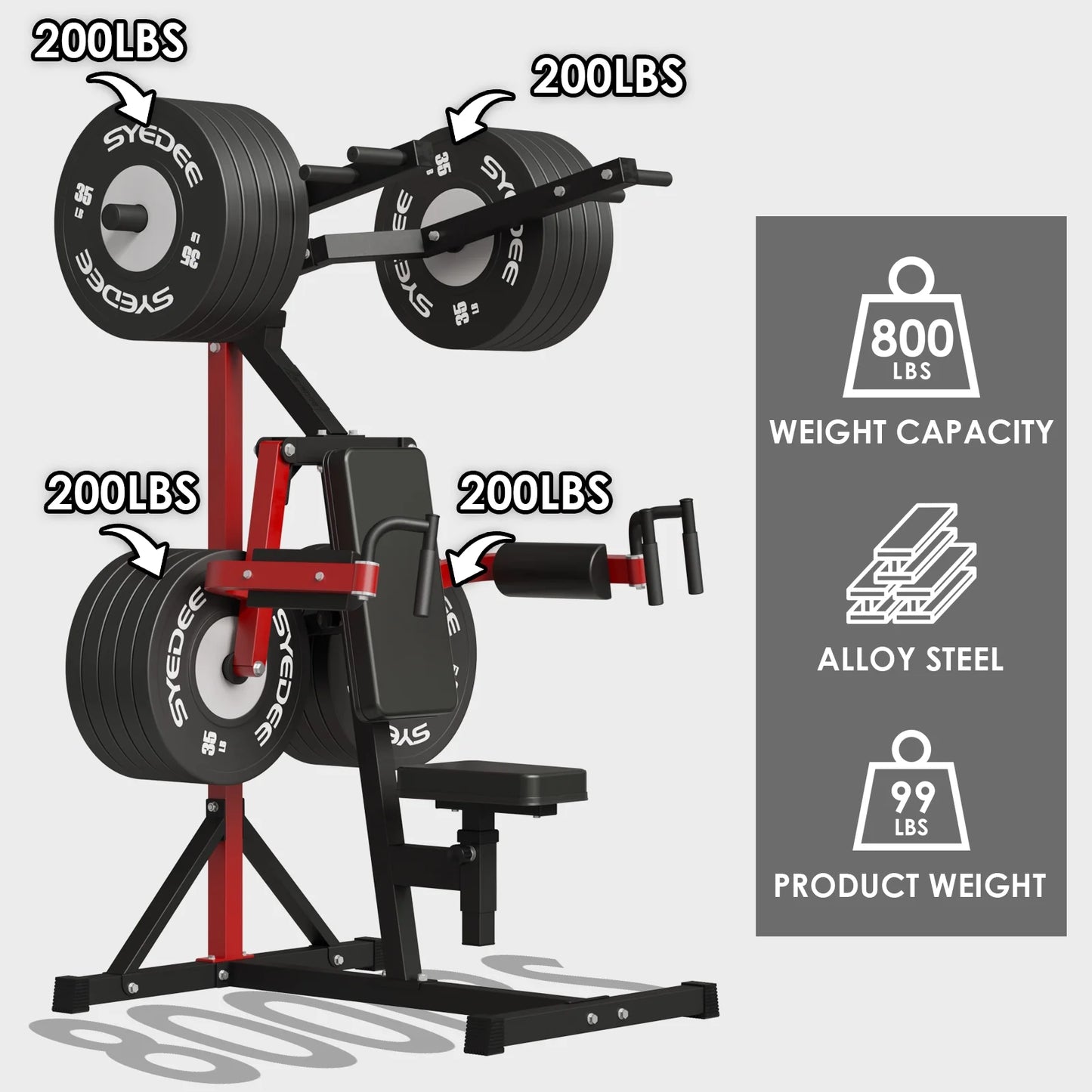 Plate Loaded Deltoid and Shoulder Press Machine, Multifunctional Lateral Raise Machine with Adjustable Seat and Backrest, 800 Weight Capacity