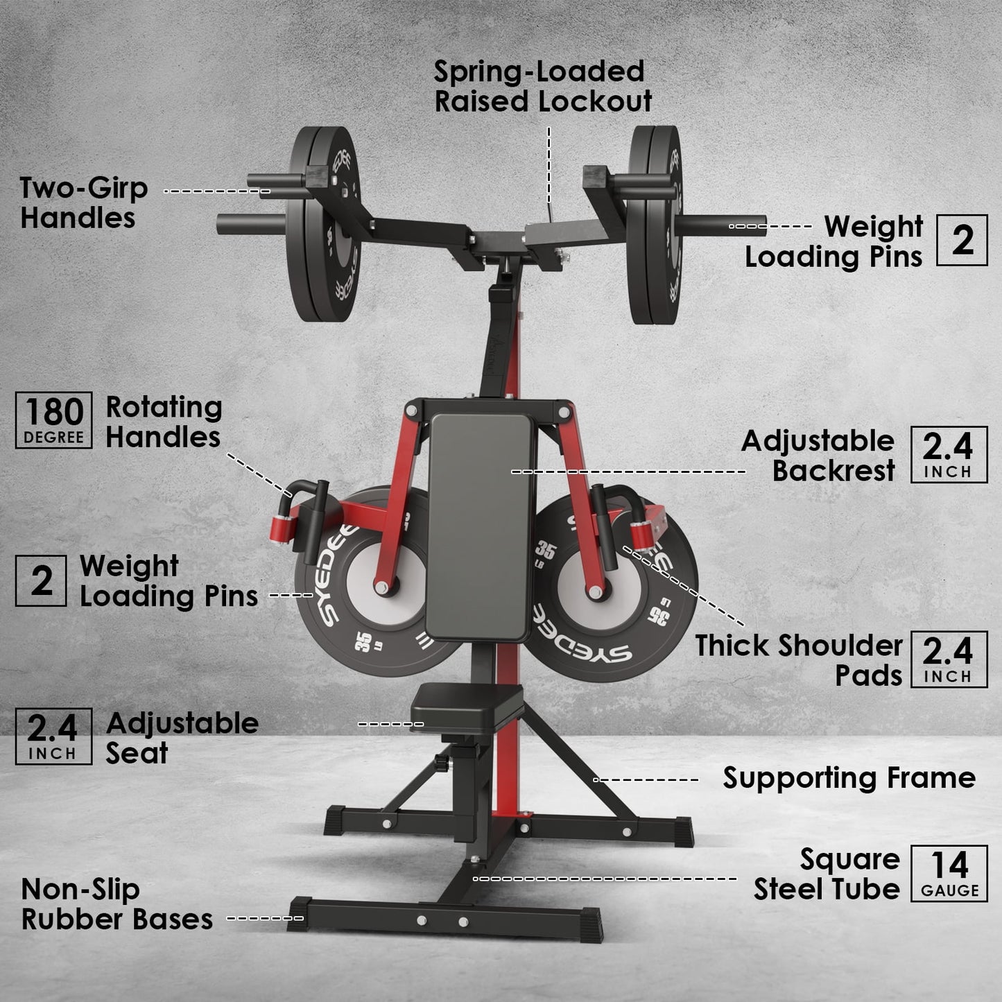 Plate Loaded Deltoid and Shoulder Press Machine, Multifunctional Lateral Raise Machine with Adjustable Seat and Backrest, 800 Weight Capacity