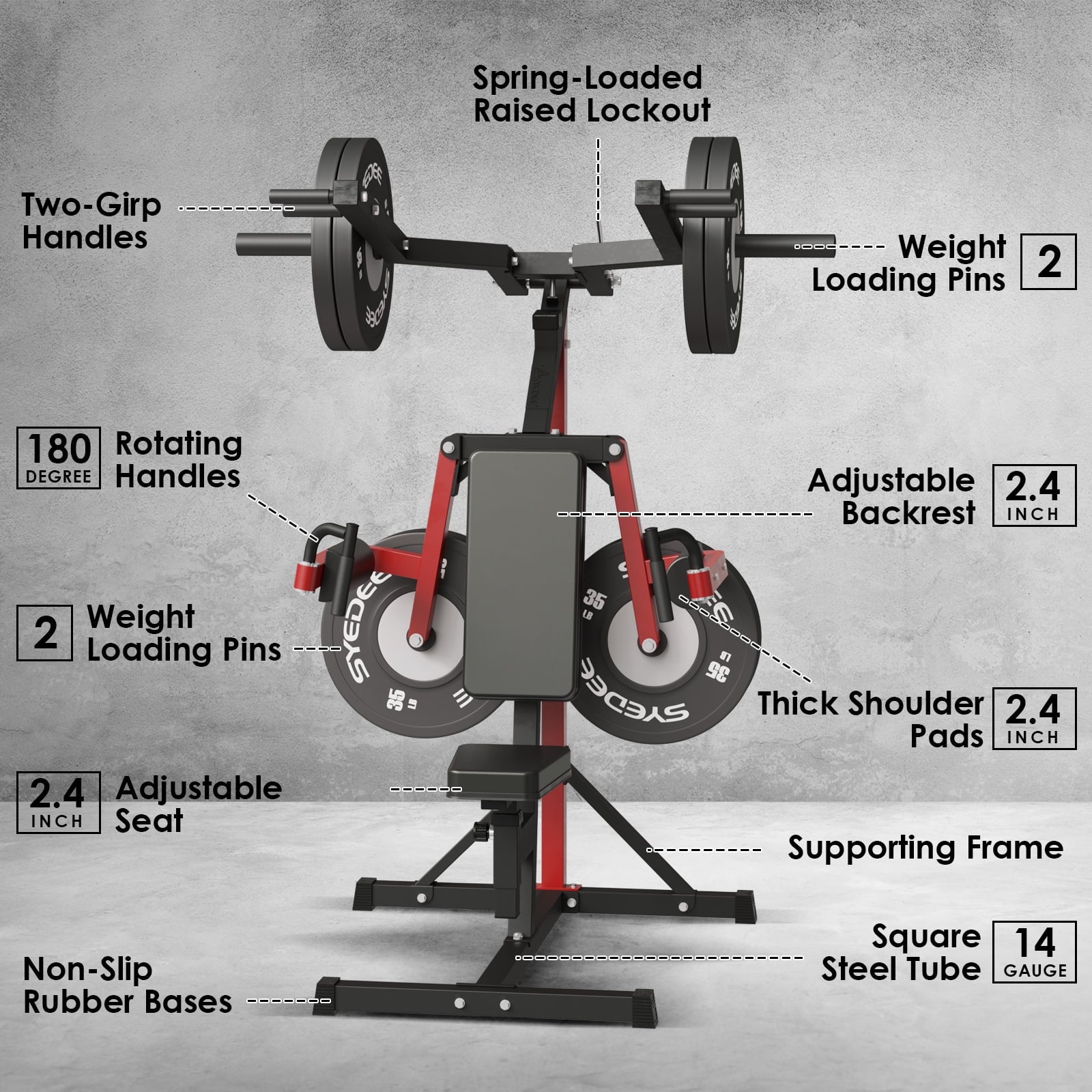 Plate Loaded Deltoid and Shoulder Press Machine, Multifunctional Lateral Raise Machine with Adjustable Seat and Backrest, 800 Weight Capacity