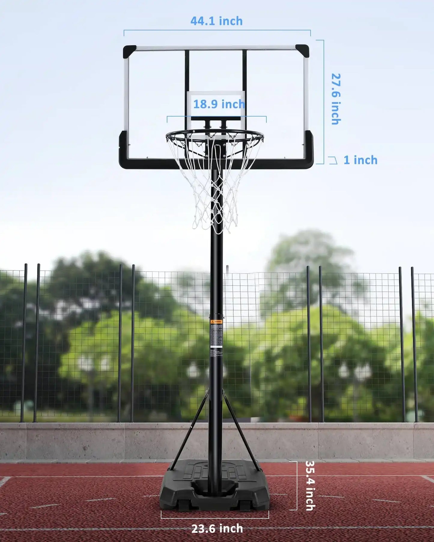 Portable Basketball Hoop - Adjustable 7.5ft to 10ft with 44" Backboard