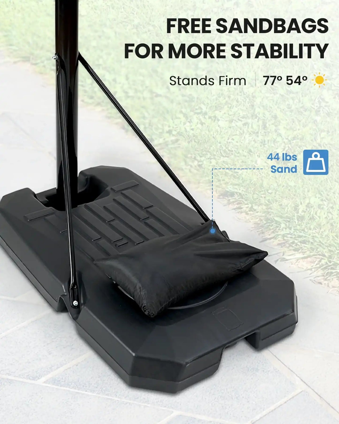 Portable Basketball Hoop - Adjustable 7.5ft to 10ft with 44" Backboard
