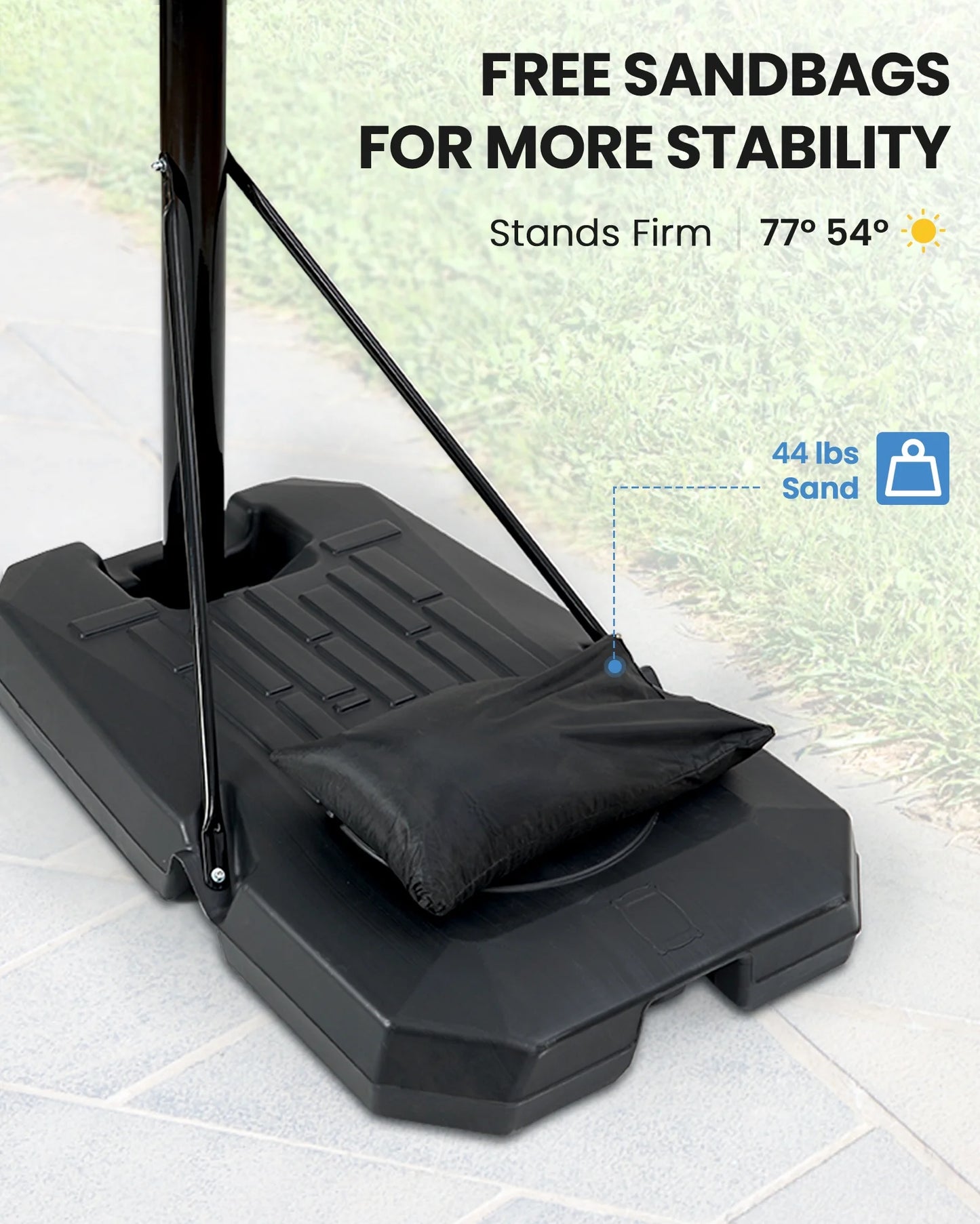 Portable Basketball Hoop Goal Basketball Hoop System Height Adjustable 7 Ft 6 in 10 Ft with 44 Inch Indoor Outdoor PVC Backboard Material