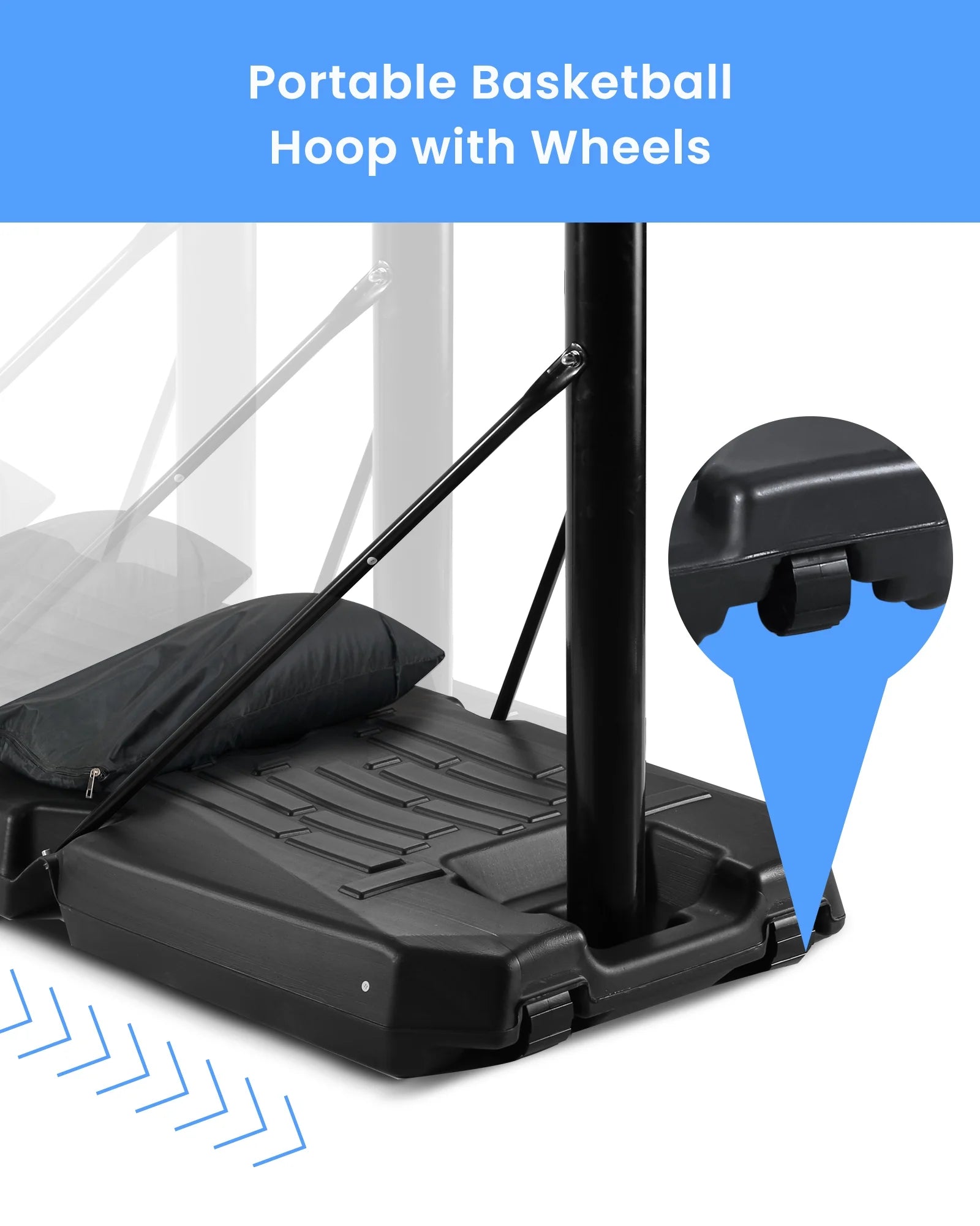 Portable Basketball Hoop Goal Basketball Hoop System Height Adjustable 7 Ft 6 in 10 Ft with 44 Inch Indoor Outdoor PVC Backboard Material