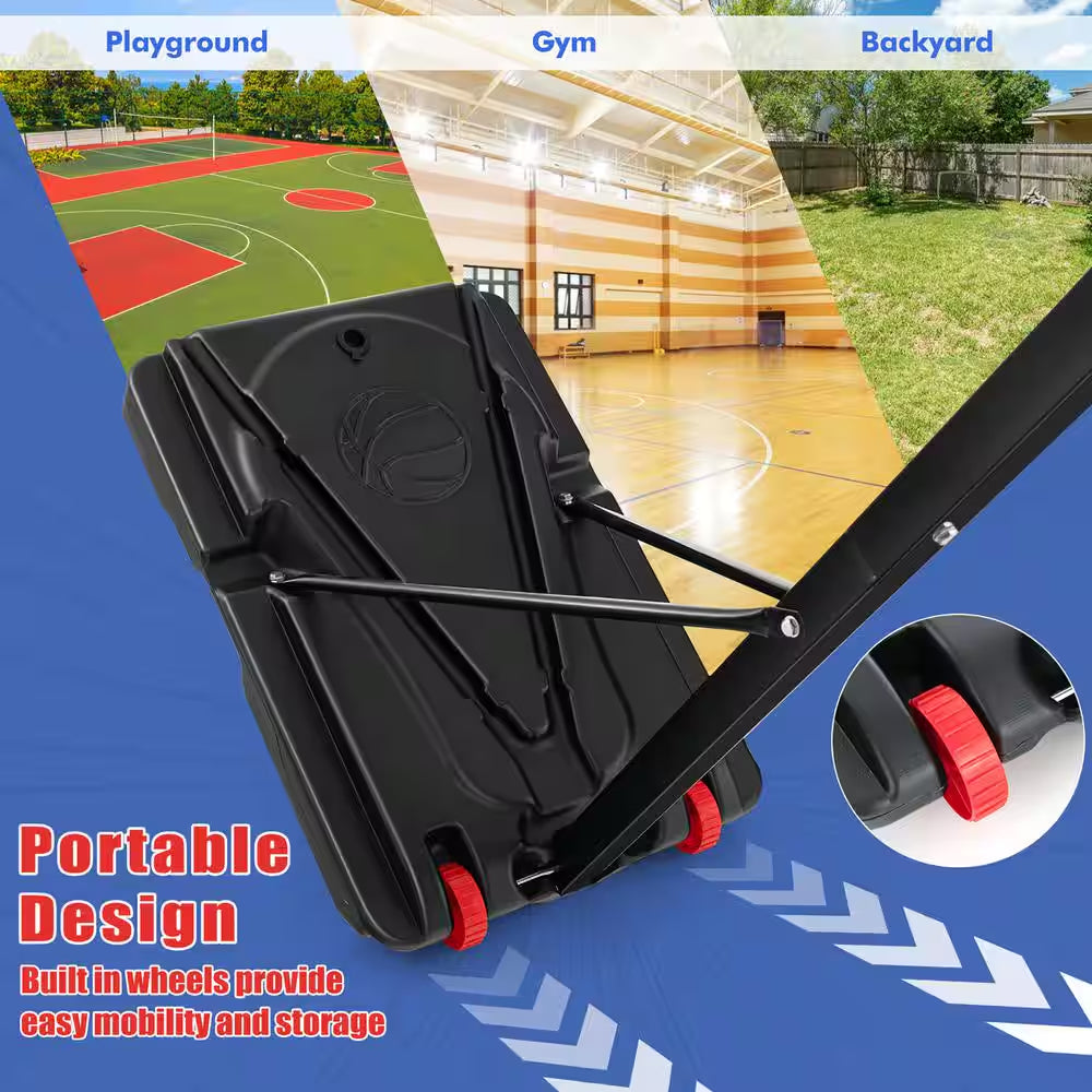 Portable Basketball Hoop System 5 Ft. to 10 Ft. Adjustable with Weight Bag Wheels Outdoor