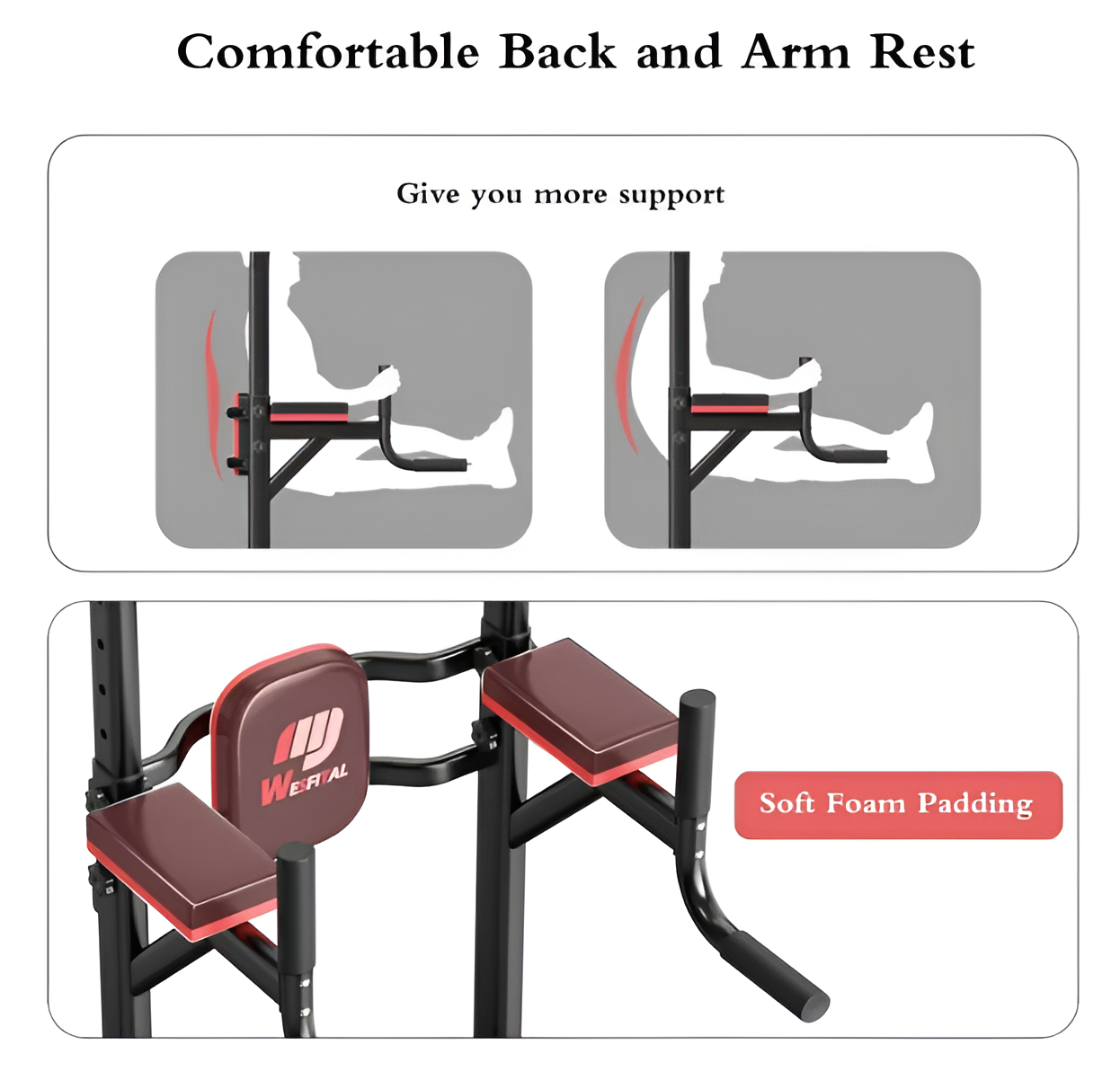 Power Tower Dip Station - Adjustable Height Pull Up Bar