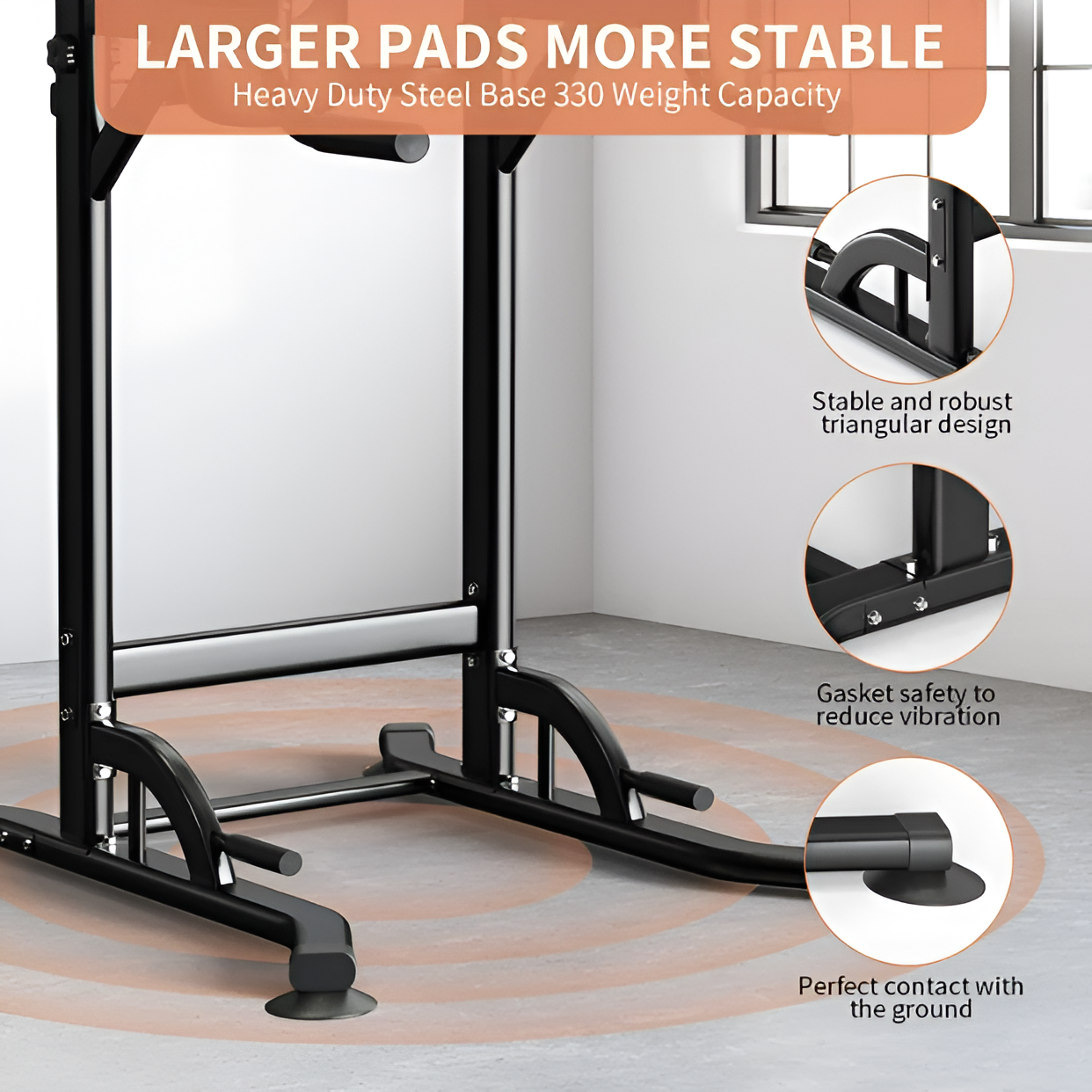 Power Tower Dip Station - Adjustable Height Pull Up Bar
