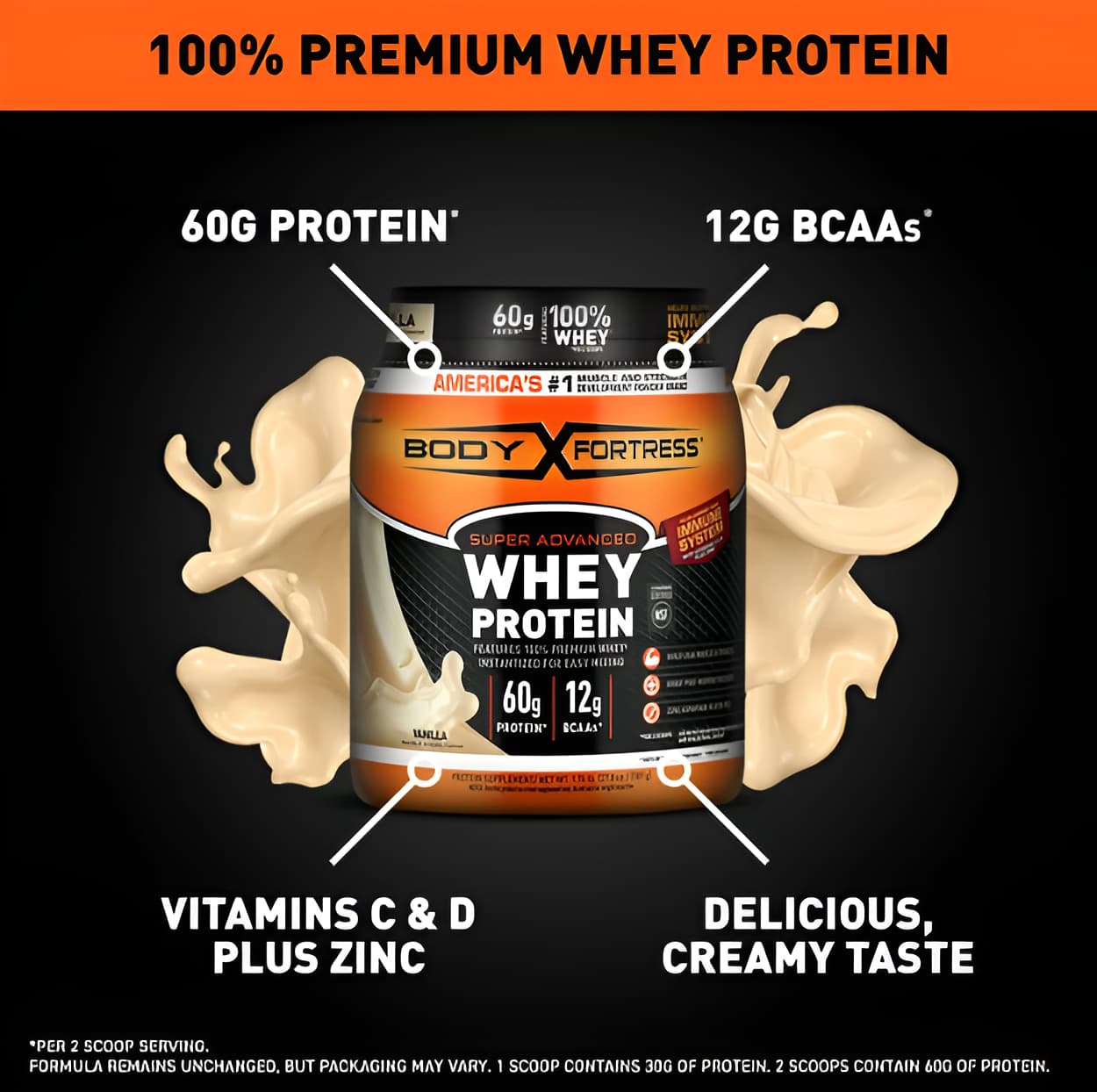 Premium Whey Protein Powder with Immune Support - 1.78 lbs