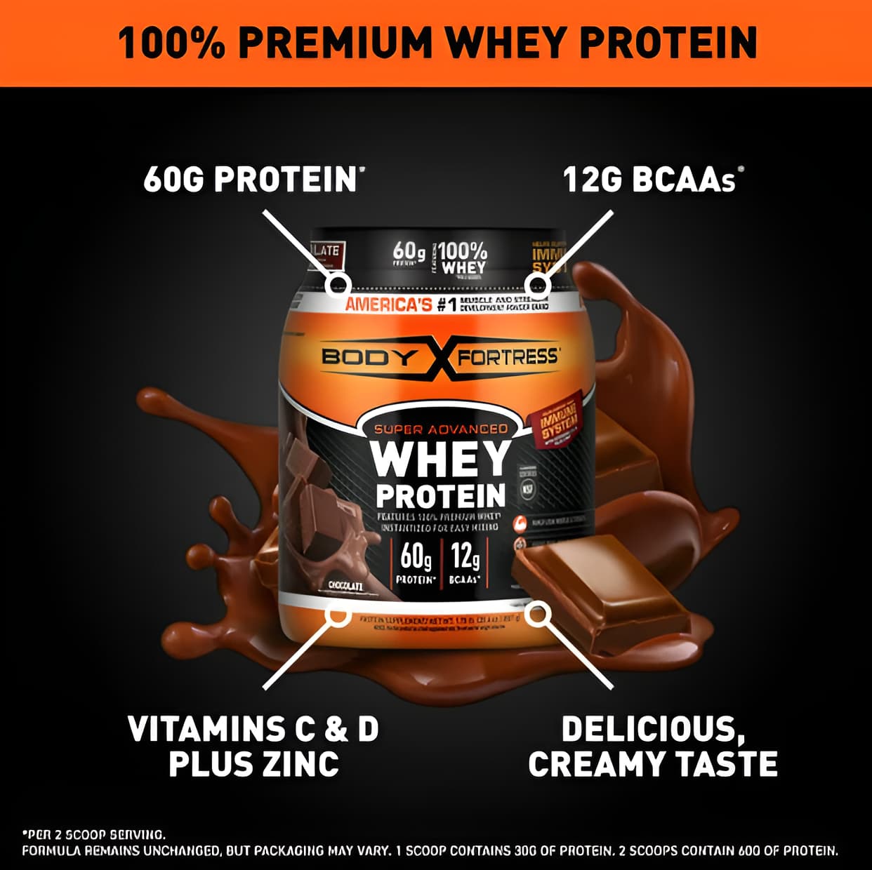 Premium Whey Protein Powder with Immune Support - 1.78 lbs