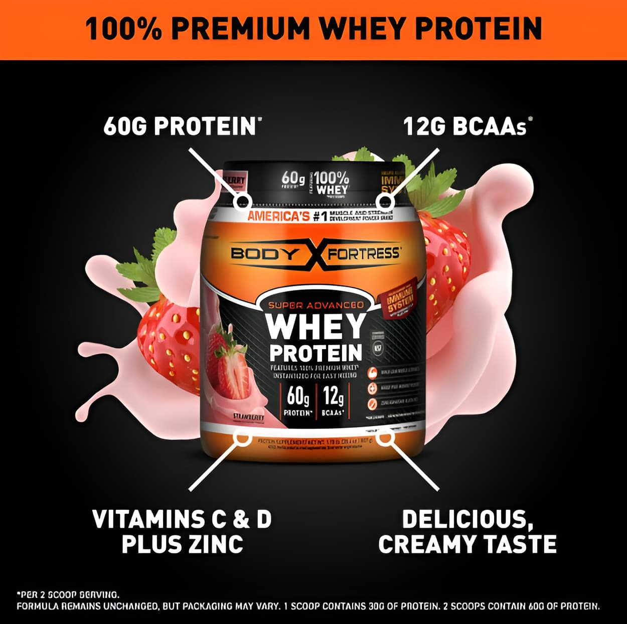 Premium Whey Protein Powder with Immune Support - 1.78 lbs