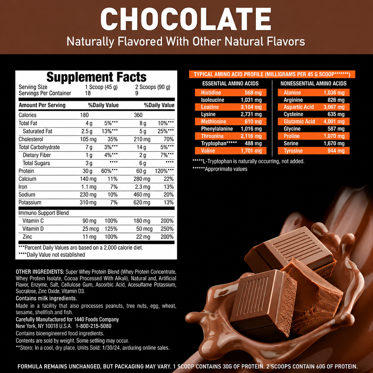 Premium Whey Protein Powder with Immune Support - 1.78 lbs