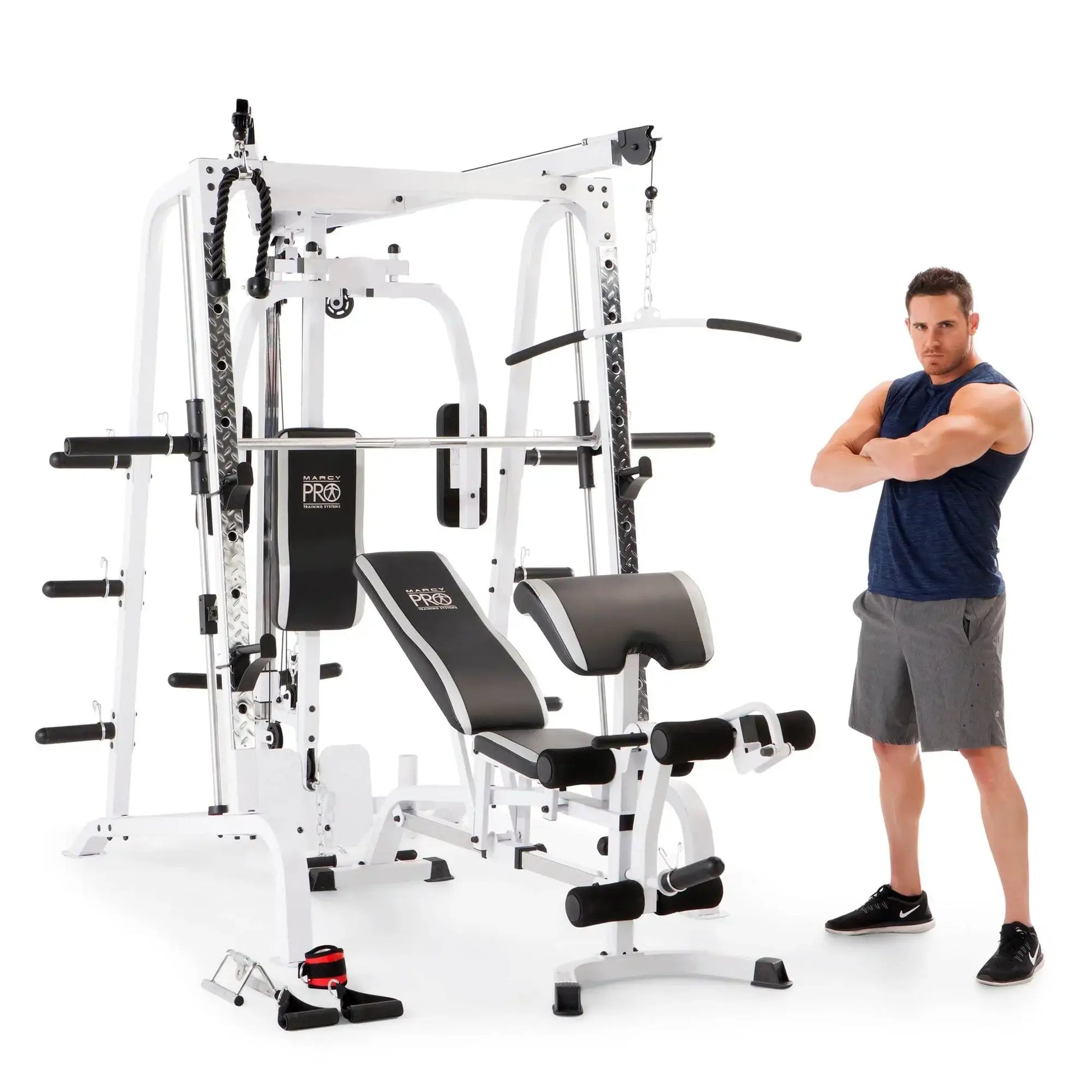 Smith Cage Home Gym System – Total Body Training with Smith Machine & Weight Bench