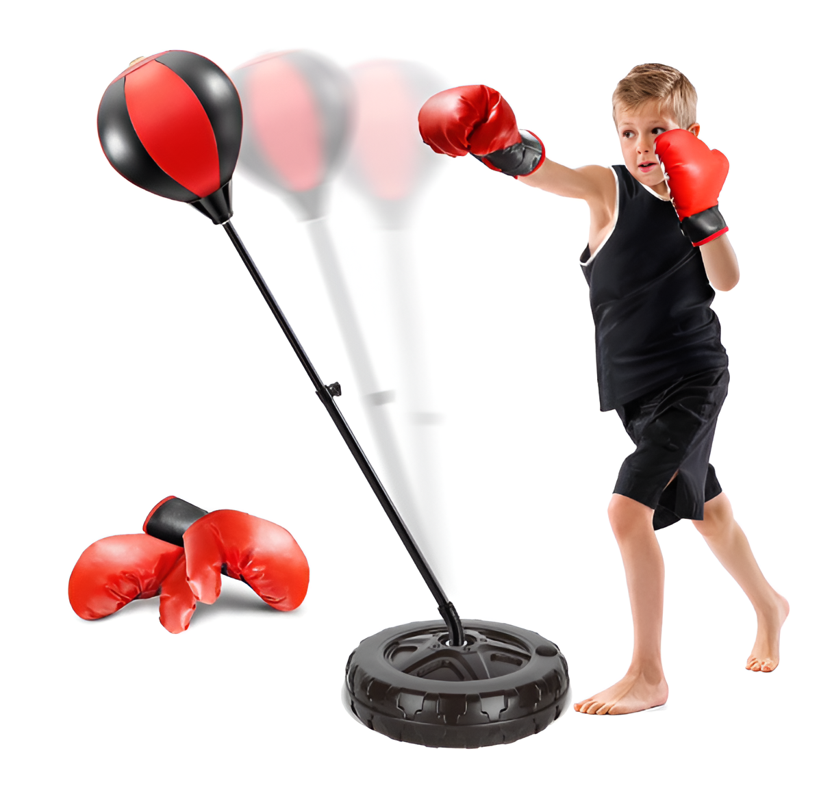 Kids Punching Bag Set with Adjustable Stand & Boxing Gloves | Ages 3–10