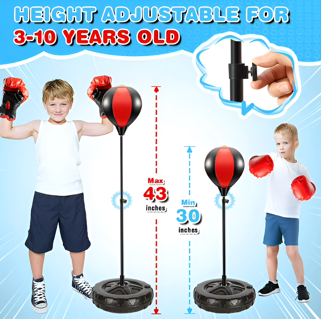 Kids Punching Bag Set with Adjustable Stand & Boxing Gloves | Ages 3–10