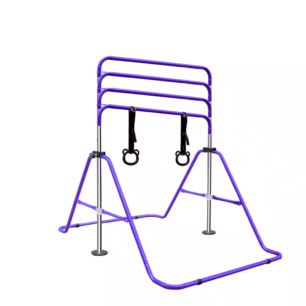 Purple Multi-Functional Adjustable Height Children'S Horizontal Gymnastic Bar with Bear Rings