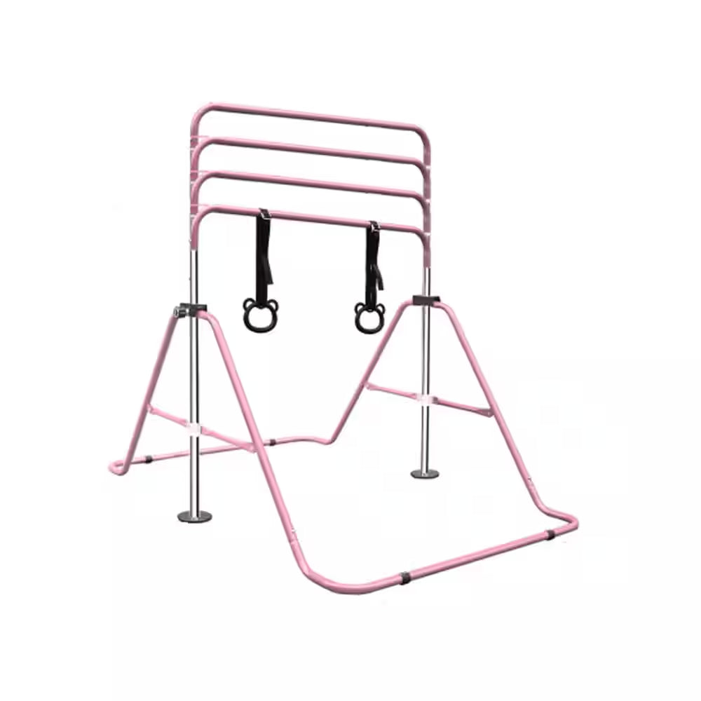 Purple Multi-Functional Adjustable Height Children'S Horizontal Gymnastic Bar with Bear Rings