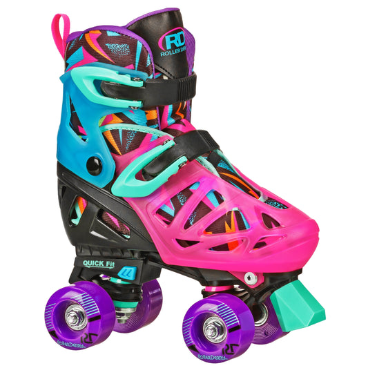 Girl'S Adjustable Quad Skates, Glow, Medium (3-6)