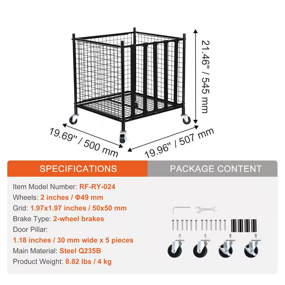 Rolling Sports Ball Storage Cart, 80 Lbs. Sport Equipment Holder Organizer, Lockable Basketball Cage with Elastic Straps
